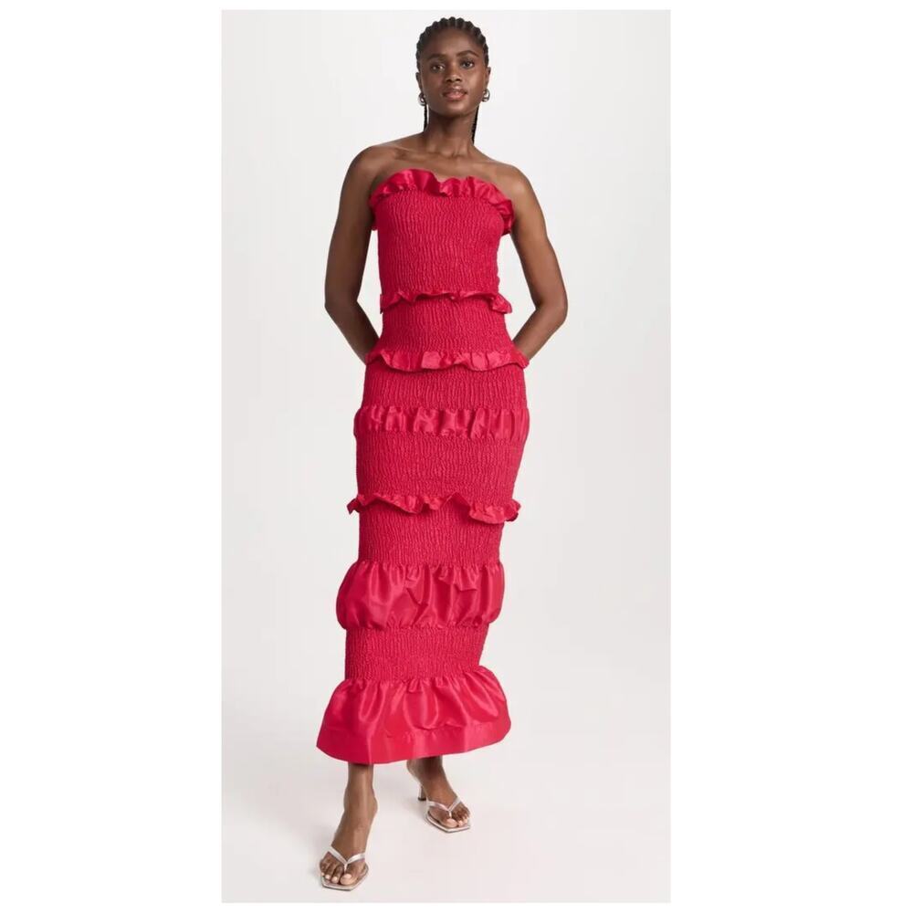 ORIRE Nama Smocked Ruffle Strapless Maxi Dress Size US/2